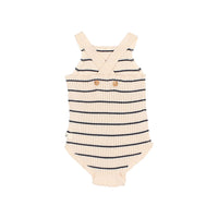 Buho Ecru Stripes Baby Rib Knit Romper