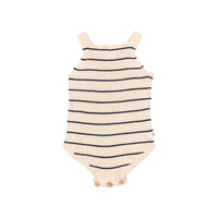 Buho Ecru Stripes Baby Rib Knit Romper