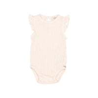 Buho Ivory Baby Rib Ruffle Bodysuit