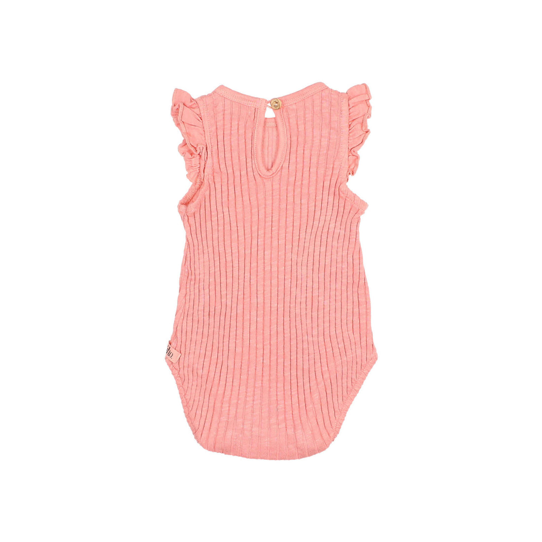 Buho Peach Pink Baby Rib Ruffle Bodysuit
