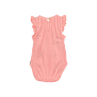 Buho Peach Pink Baby Rib Ruffle Bodysuit