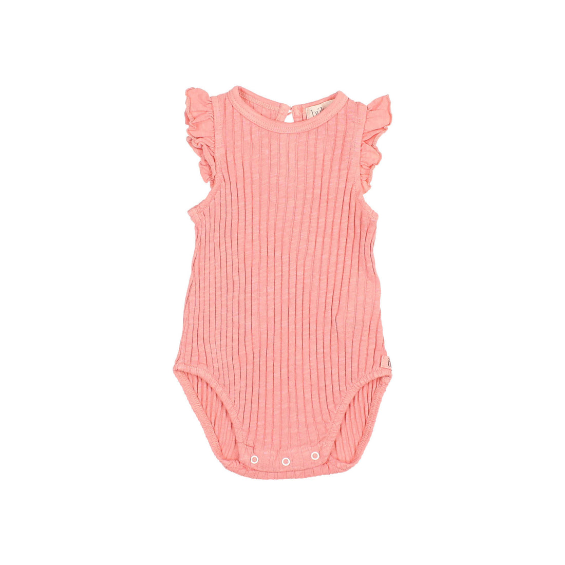 Buho Peach Pink Baby Rib Ruffle Bodysuit