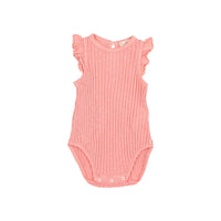 Buho Peach Pink Baby Rib Ruffle Bodysuit