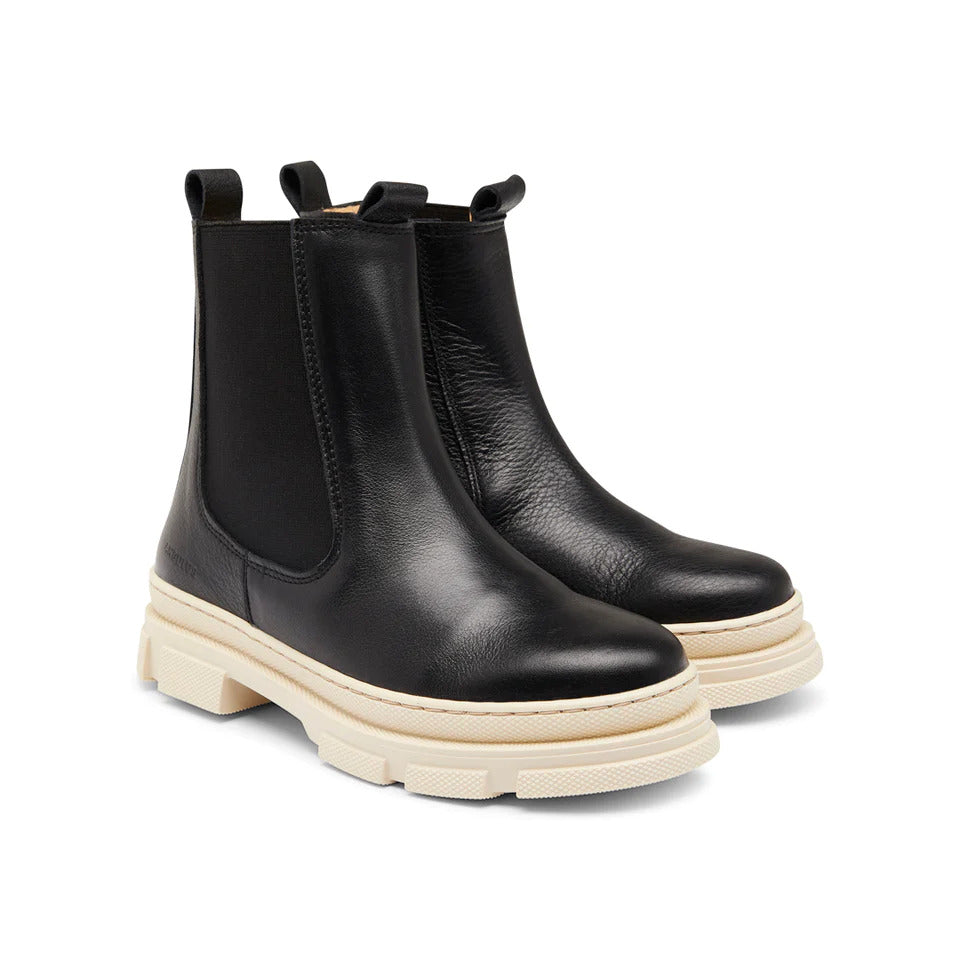 ANGULUS Black/White Sole Chelsea Zipper Boots