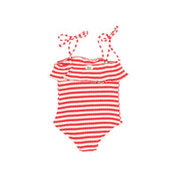 Buho Coral Red Rib Stripes Bathing suit