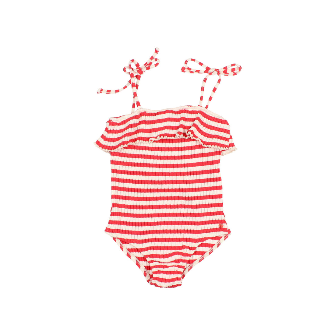 Buho Coral Red Rib Stripes Bathing suit