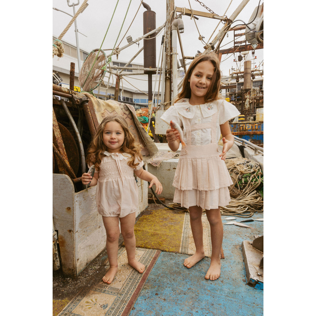 1984 Light Pink Pleated Suspender Skirt