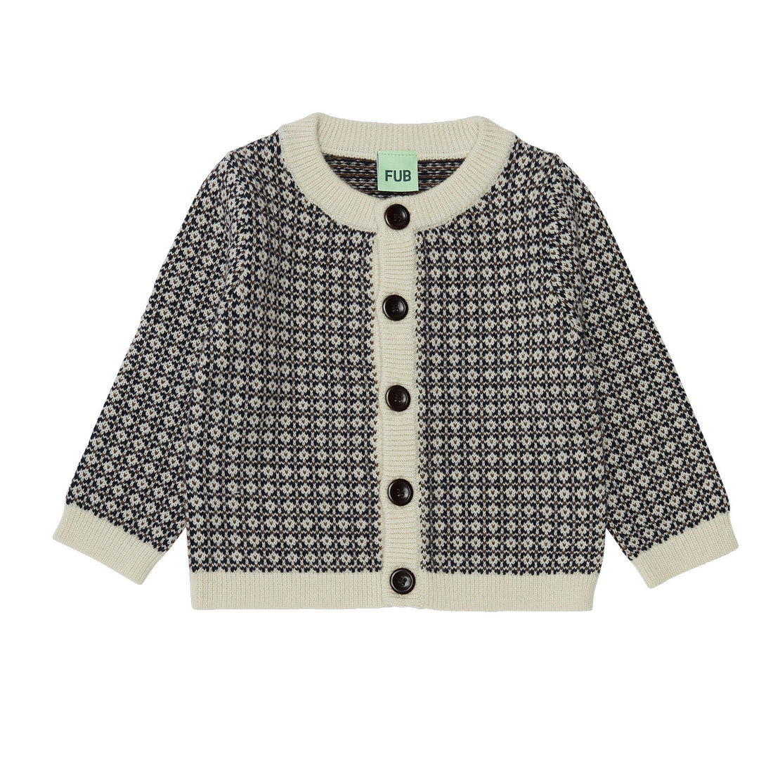 FUB Ecru/Dark Navy/Amber Baby Nordic Cardigan