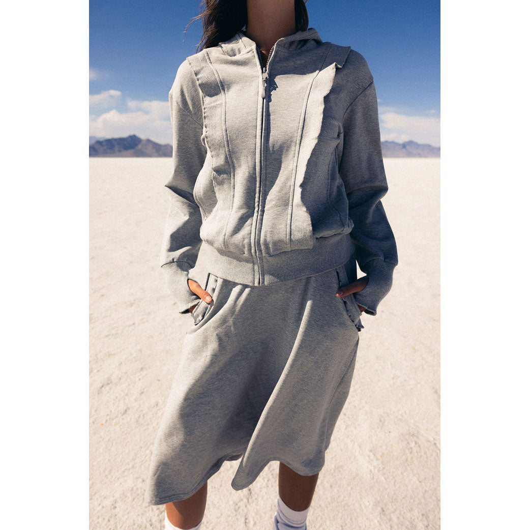 Elements Gray Ruffle Sweatshirt Skirt