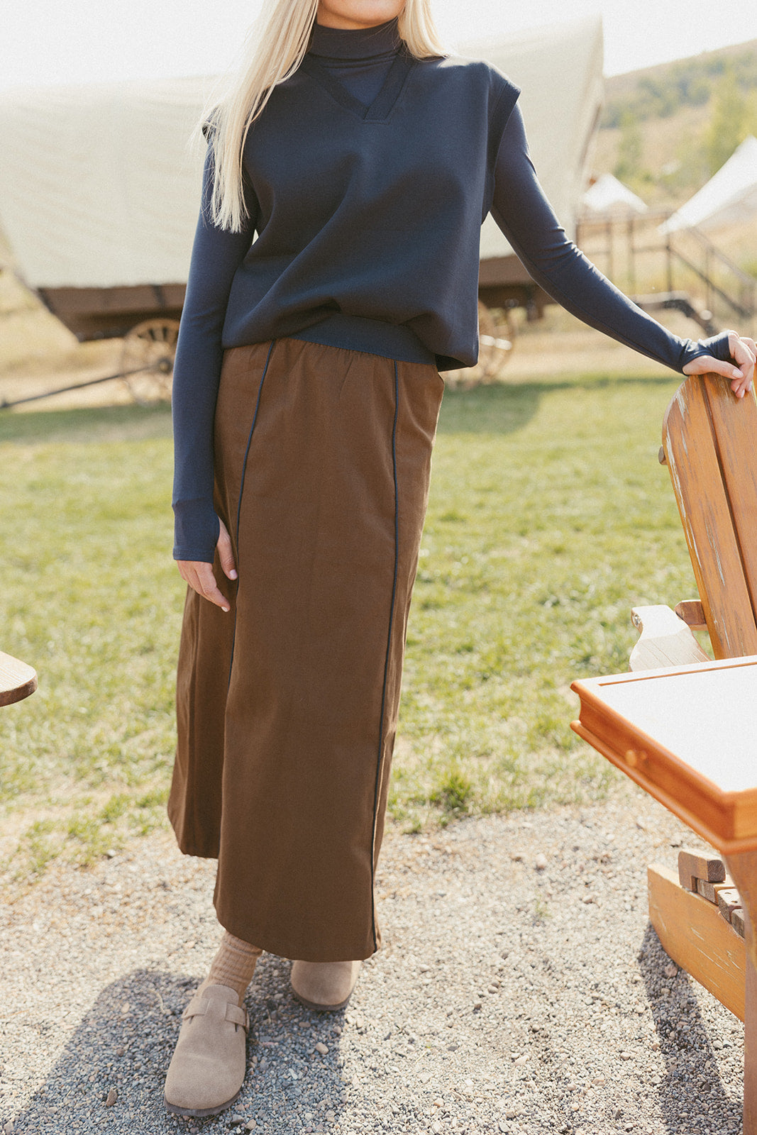 ELEMENTS Brown Maxi Skirt