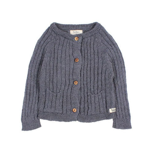 Buho Antic Blue Rib Knit Baby Cardigan