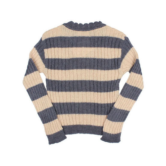 Buho Blue Rib Bands Sweater
