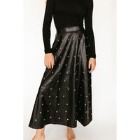 Ava and Lu Black Grommet Leather Skirt