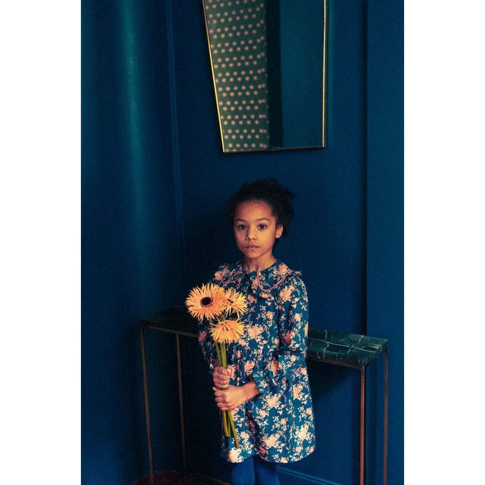 Louis Louise Navy Corduroy Bouquet Nuala Dress