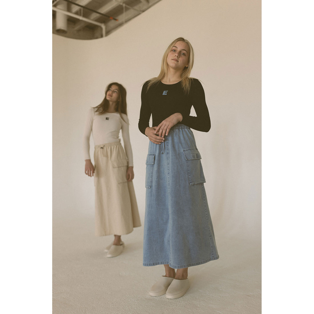 Elements Light Blue Maxi Cargo Skirt