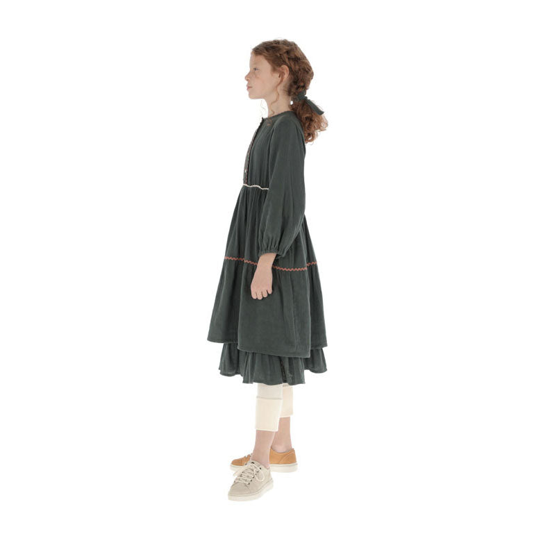 Belle Chiara Green Mousseline Zig Zag Dress