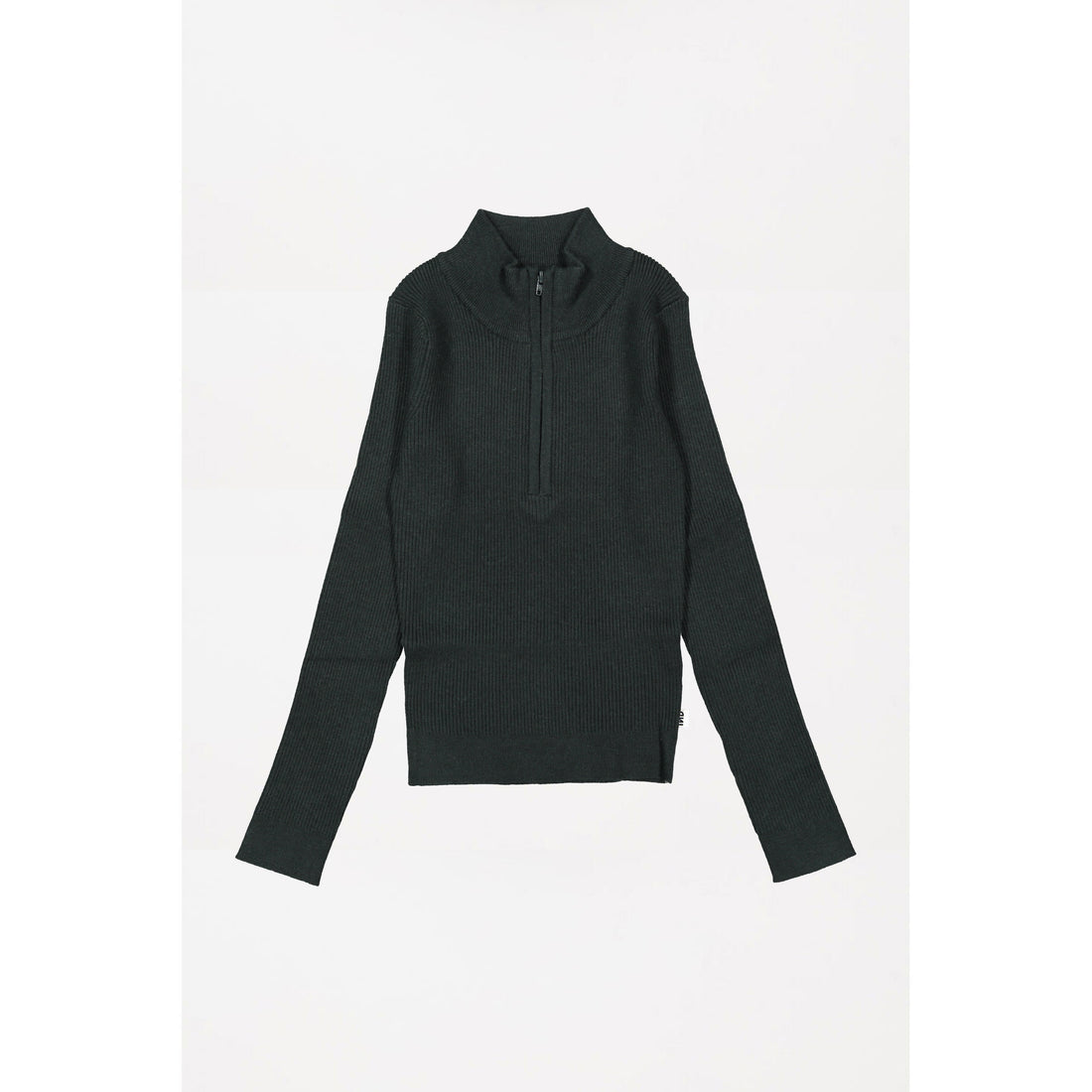 Indee Forest Green Olympia Striped  Zipper Turtleneck