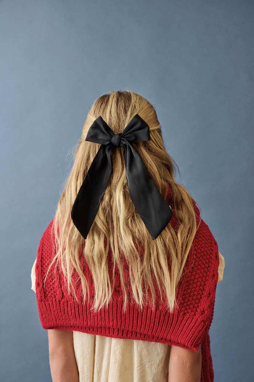 Knot Hairbands Black Satin Long Bow