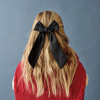 Knot Hairbands Black Satin Long Bow