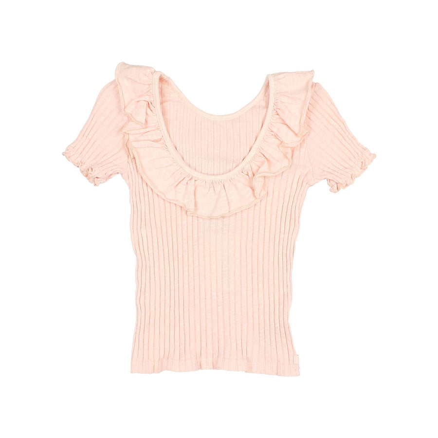 Buho Light Pink Rib Collar T-Shirt