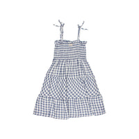 Buho Blue Stone Gingham Long Dress