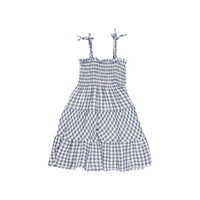 Buho Blue Stone Gingham Long Dress