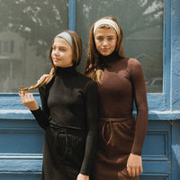 ELEMENTS Jet Black Velvet Logo Turtleneck