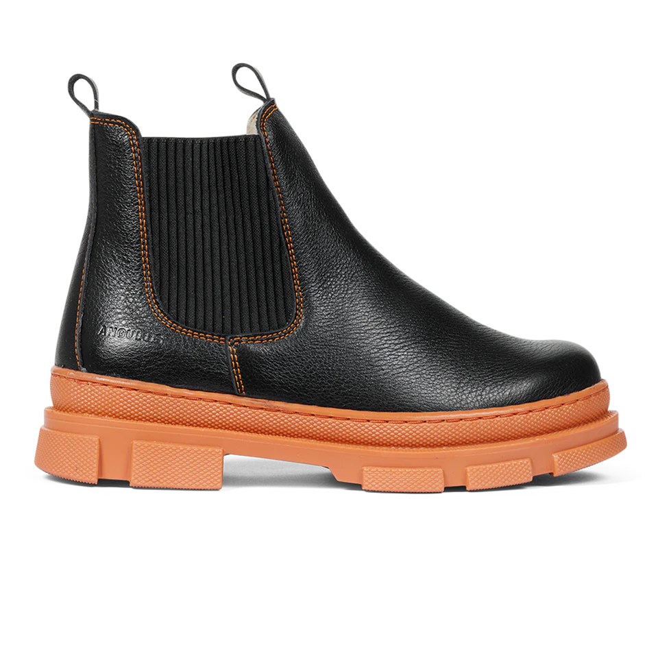 ANGULUS Black/Orange Sole Chelsea Boots