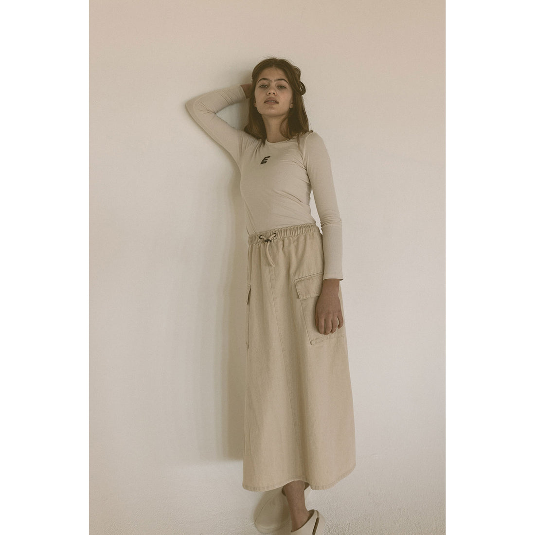 Elements Taupe Wash Maxi Cargo Skirt