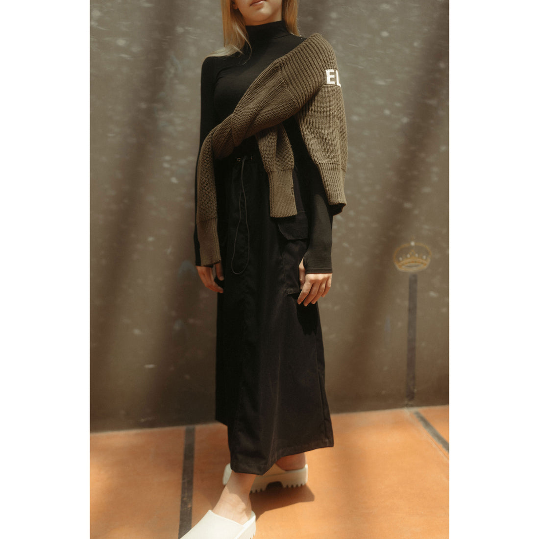 ELEMENTS Black Cargo Midi Skirt