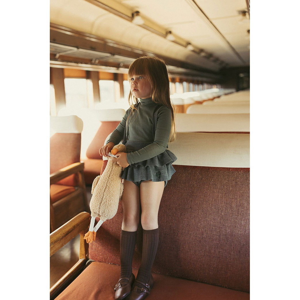 1984 Sage Ruffle Suspender Knit Skirt