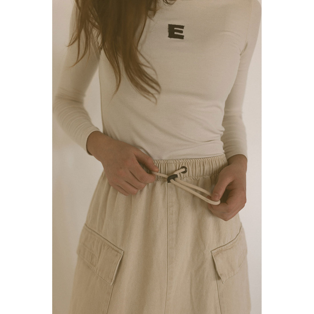 Elements Taupe Wash Maxi Cargo Skirt