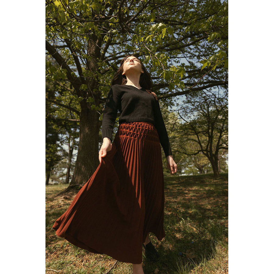 Ava and Lu Rust Pleated Skirt