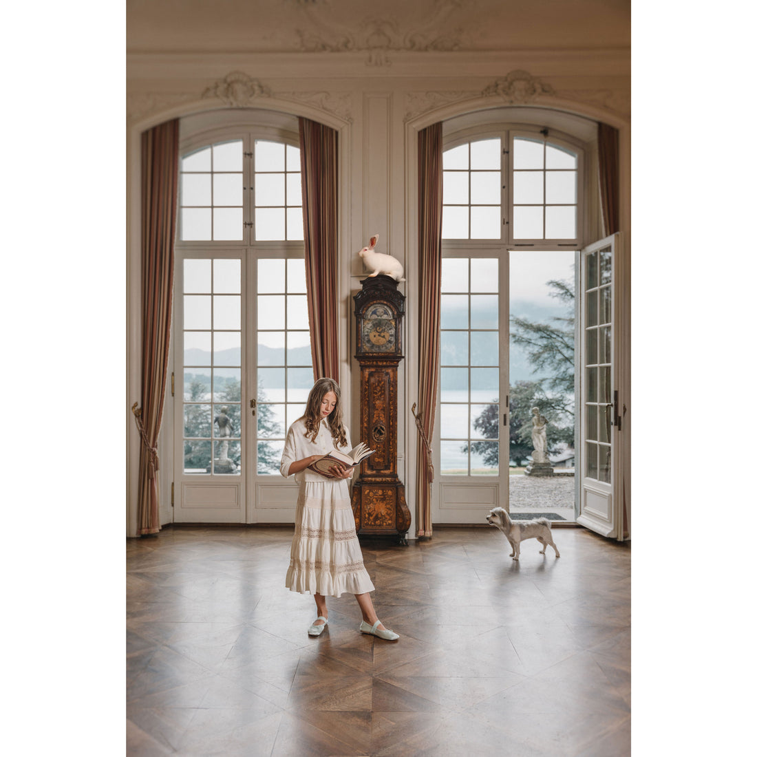 Atelier Parsmei Buttercream Panelled Lace Ankle Skirt