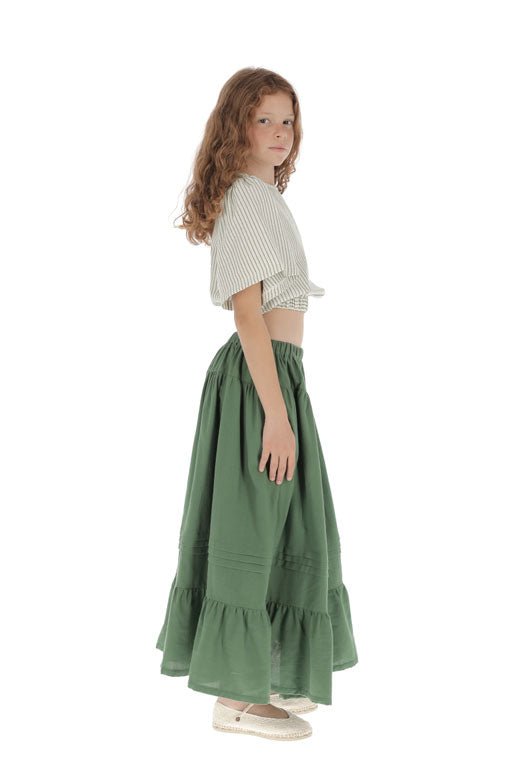 Belle Chiara Cactus Cotton Long Ruffle Skirt