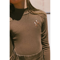 Clubhouse Mocha Shoe Embroidered Turtleneck