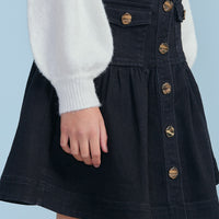 Petite Pink Faded Black Wash Denim Fit & Flare Skirt