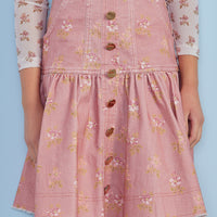 Petite Pink  Misty Rose Bud Denim A -Line Skirt