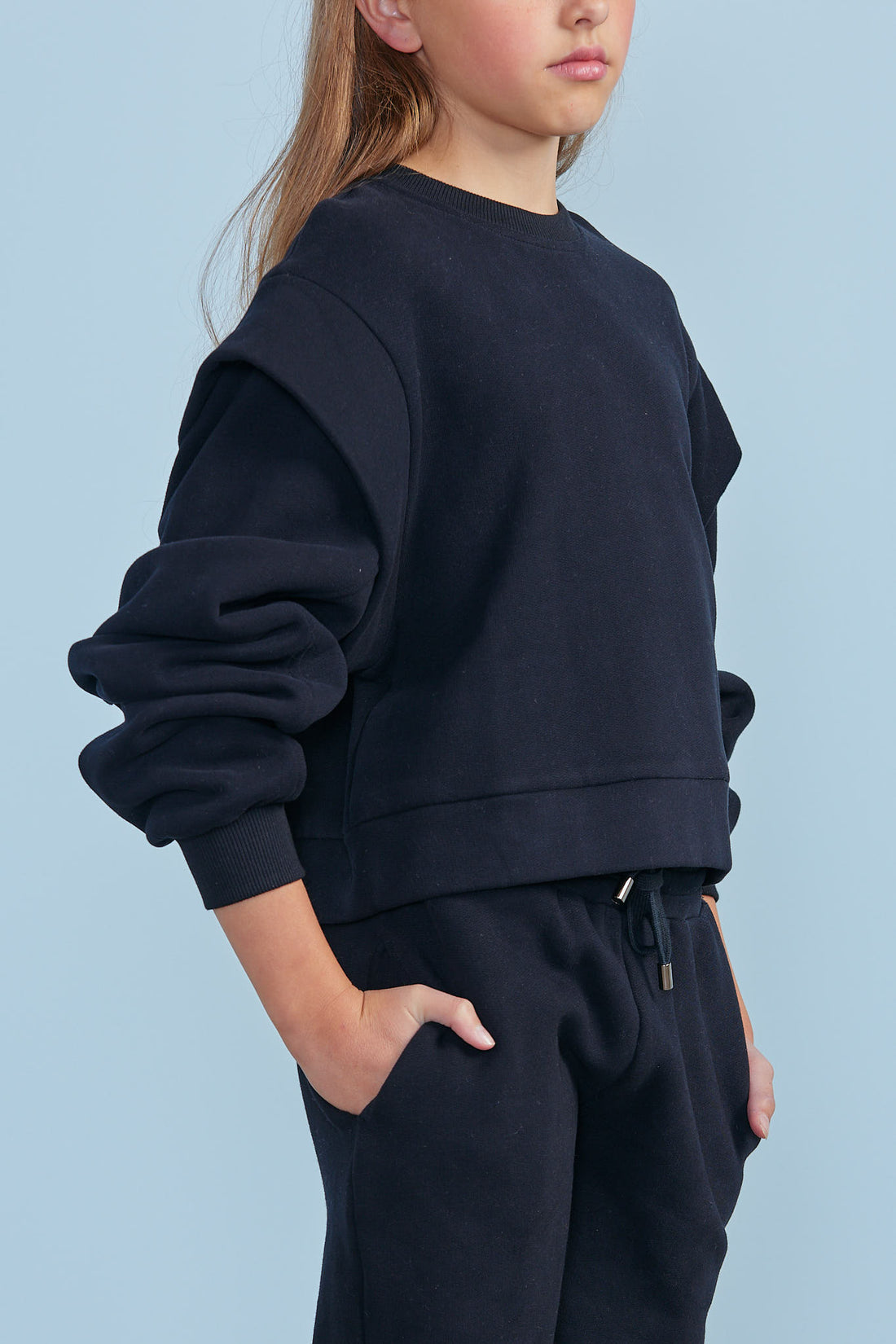 Petite Pink Black Extended Sleeve Sweat Top