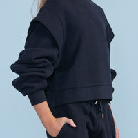 Petite Pink Black Extended Sleeve Sweat Top