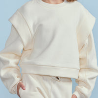 Petite Pink Cream Extended Sleeve Sweat Top