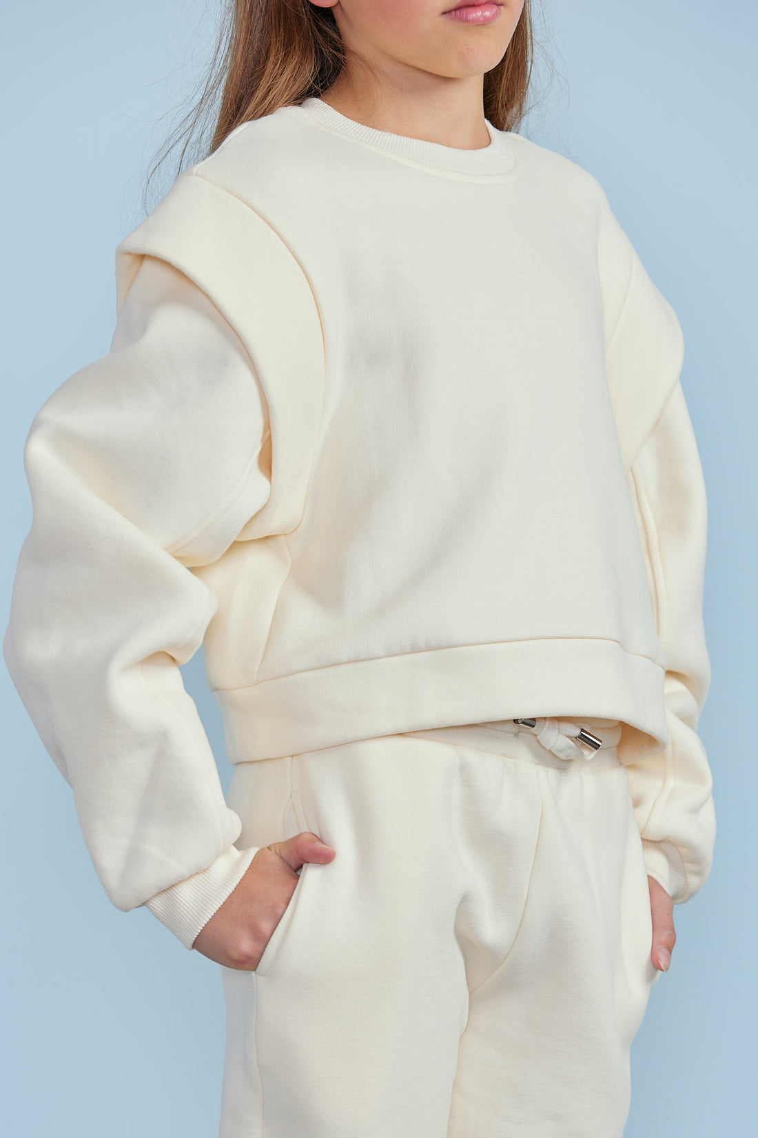 Petite Pink Cream Extended Sleeve Sweat Top