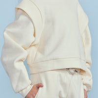 Petite Pink Cream Extended Sleeve Sweat Top
