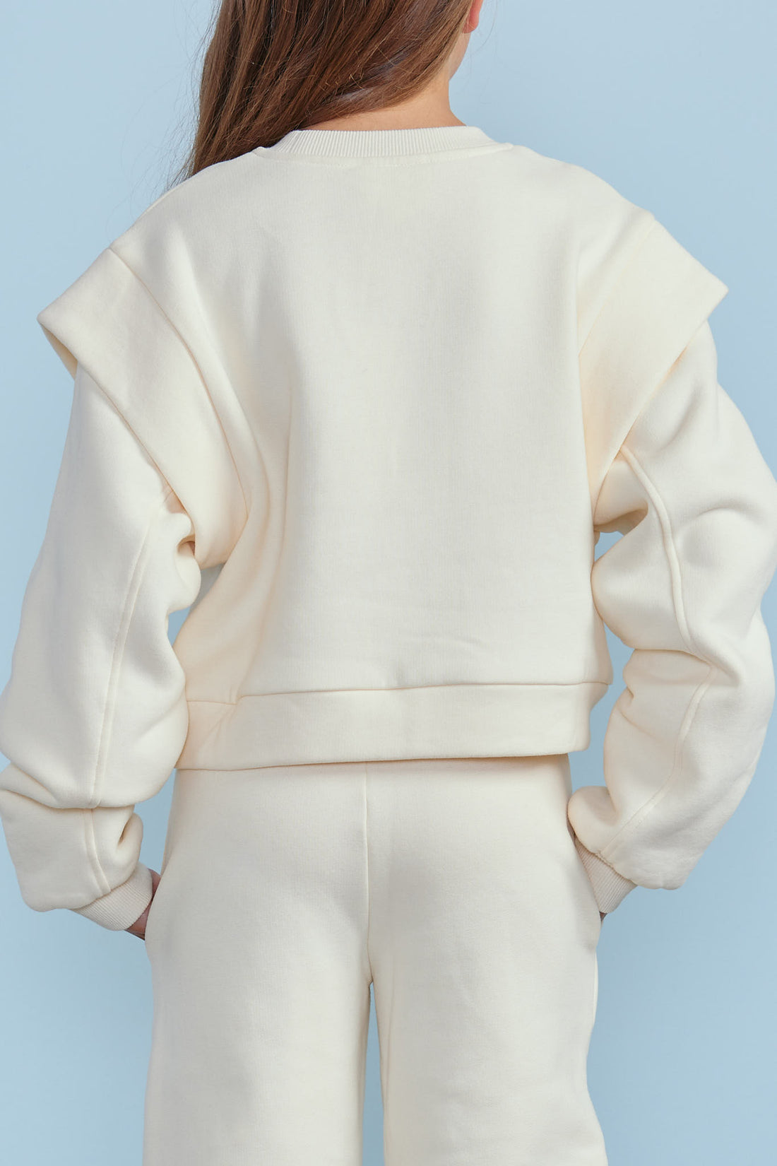 Petite Pink Cream Extended Sleeve Sweat Top