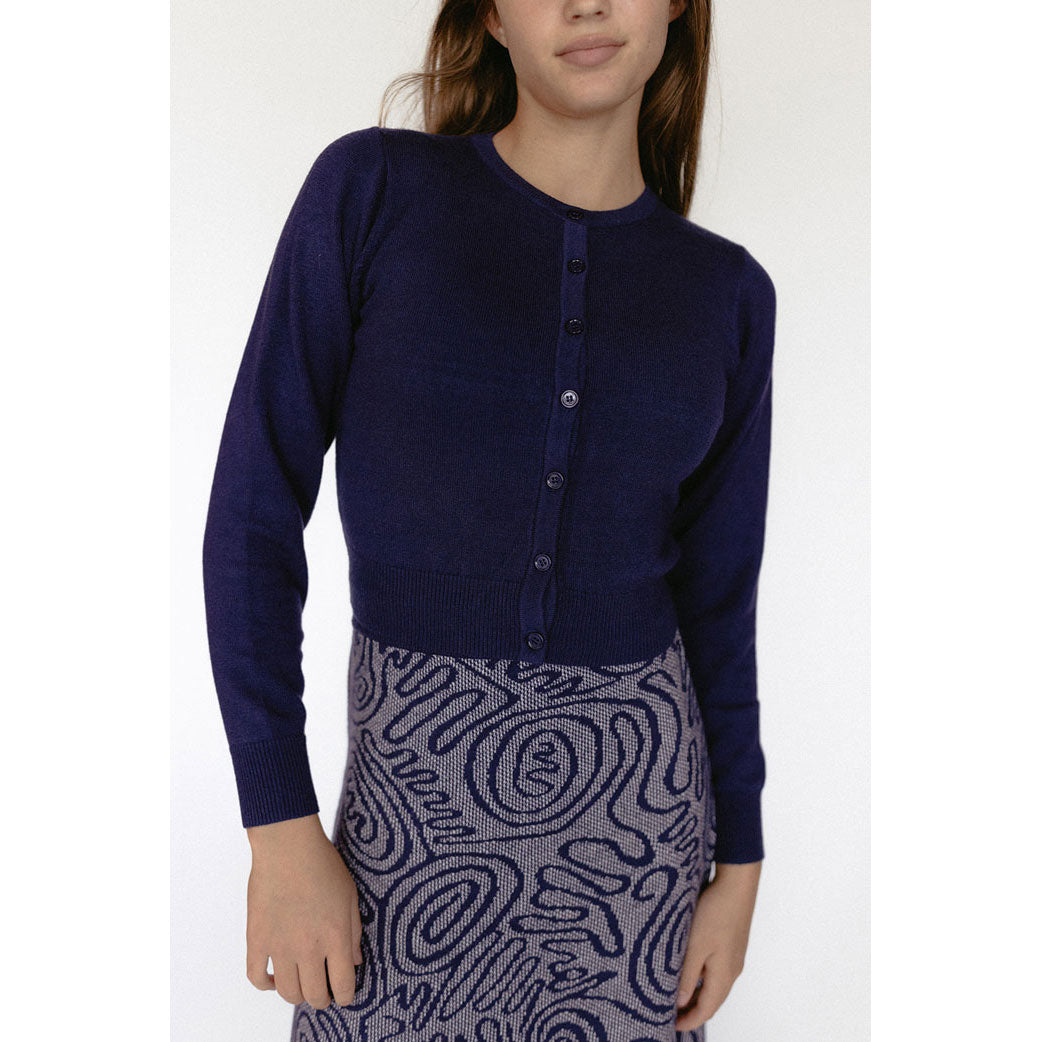 Ava and Lu  Blue Knit Cardigan