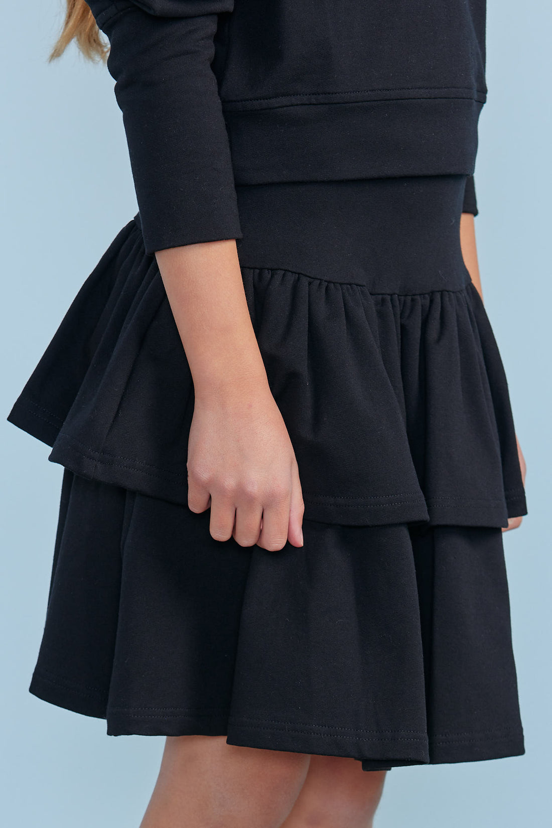 Petite Pink Black Tiered Sweat Skirt