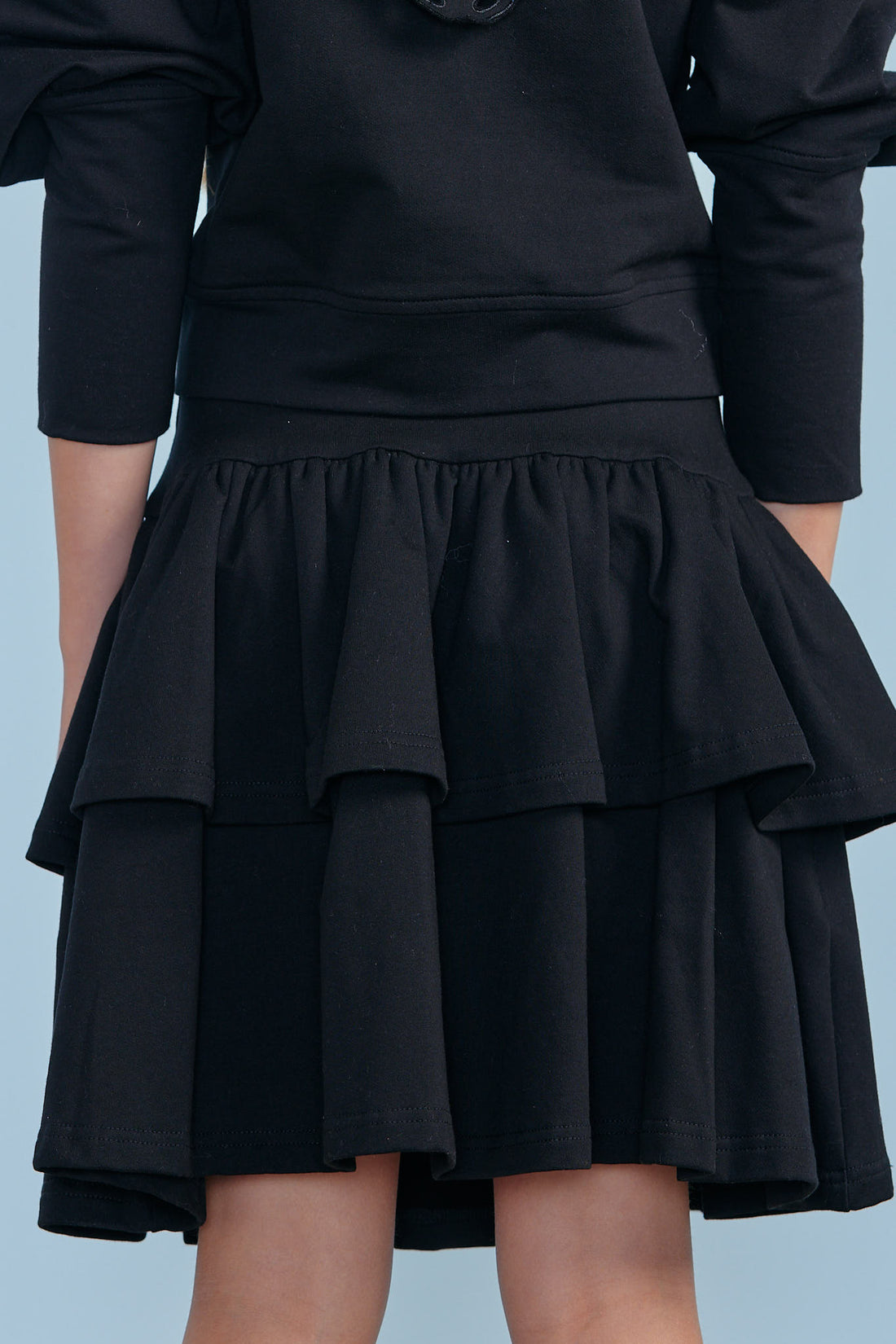 Petite Pink Black Tiered Sweat Skirt