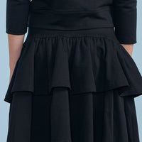 Petite Pink Black Tiered Sweat Skirt