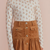Petite Pink Cream Flower Bud Jersey Turtleneck