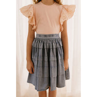 Petite Pink Chambray Pleated Skirt